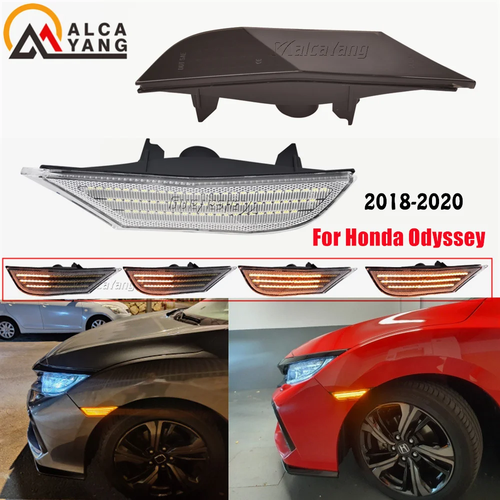2 قطعة العنبر ديناميكية تدفق المياه LED الجانب ماركر ضوء لهوندا أوديسي 2018 2019 2020