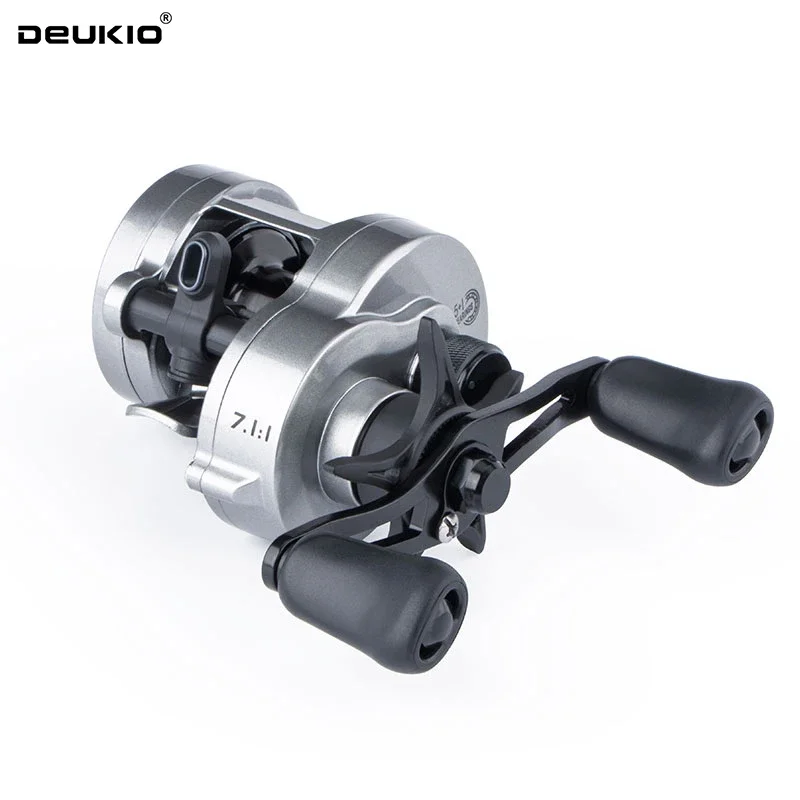 DEUKIO 2026 Moulinet de pêche à tambour, Frein 5kg, Moulinets de lancer 5+1BB, Poignée en alliage d'aluminium avec boutons en caoutchouc