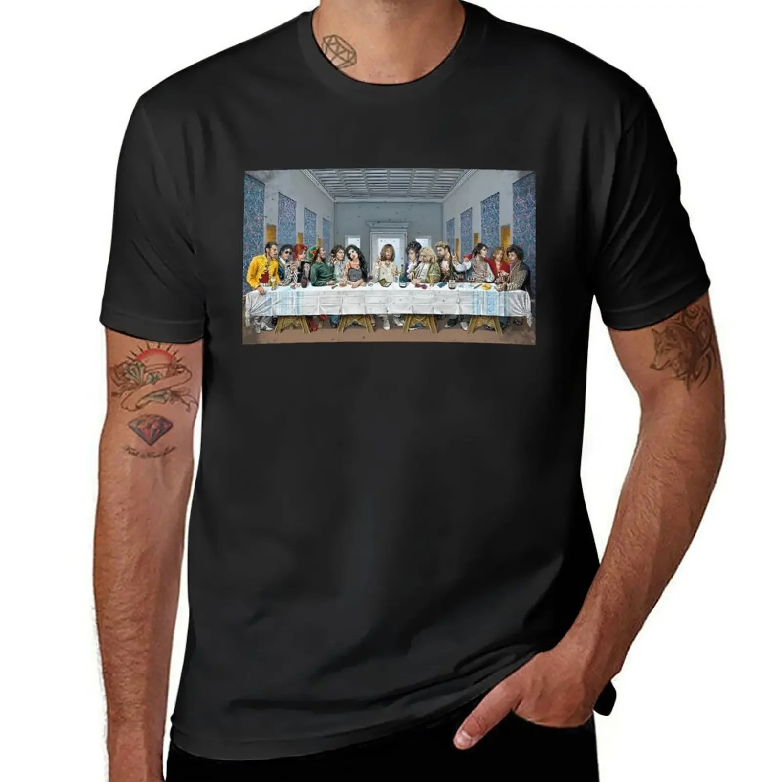 Music Legends Last Supper Da Vinci Ultima Cena Inspired Funny Christian Passover T-Shirt graphic tee shirt mens designer clothes