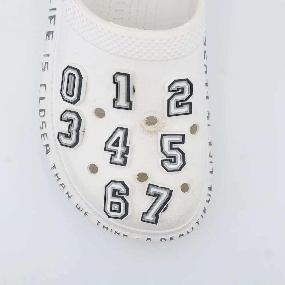 1 Piece Cute Cartoon Shoe Accessories Charms Number Zero To Nine Ornament Slipper Shoe Decorations Buckles Friend's Gift