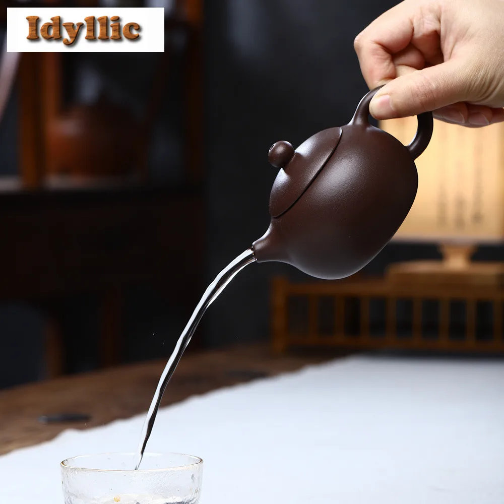 

200ml Antique Yixing Purple Clay Teapots Handmade Xishi Pot Raw Ore Purple Mud Kettle Chinese Zisha Tea Set Supplies Craft Gift