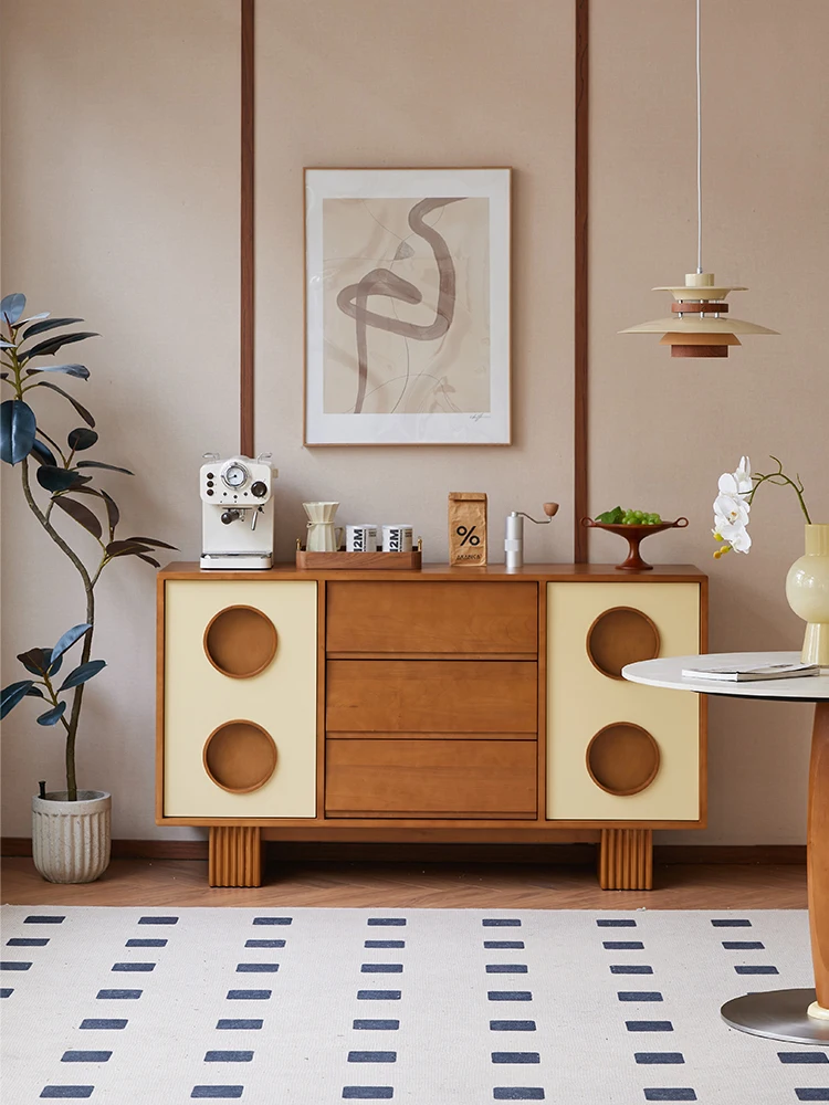 

Speaker side cabinet retro solid wood square storage side cabinet simple living room storage multi-functional display dining