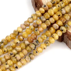 3x5mm Natural Yellow Dot Jasper Stone Beads Faceted Rondelle Waist Beads Spacer Loose Beads for Jewelry Making DIY Bracelets