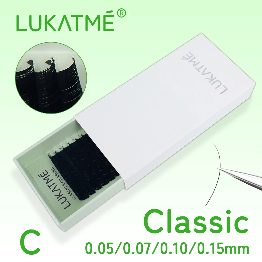 LUKATME Klassische Wimpernverlängerung C-Curl 8-15mm Mix Schwarz Premium Weiche Einzelwimpern Natürliche Faux-Nerz Klassische Wimpern