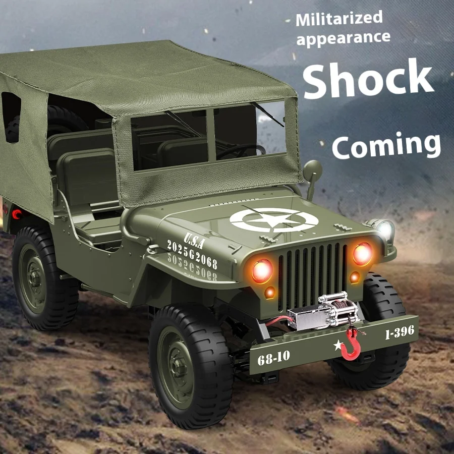 New Product 1:10 Remote Control Off-Road Vehicle Simulation Willis Military Climbing Off-Road Vehicle Modified Model Boy Toy Gif