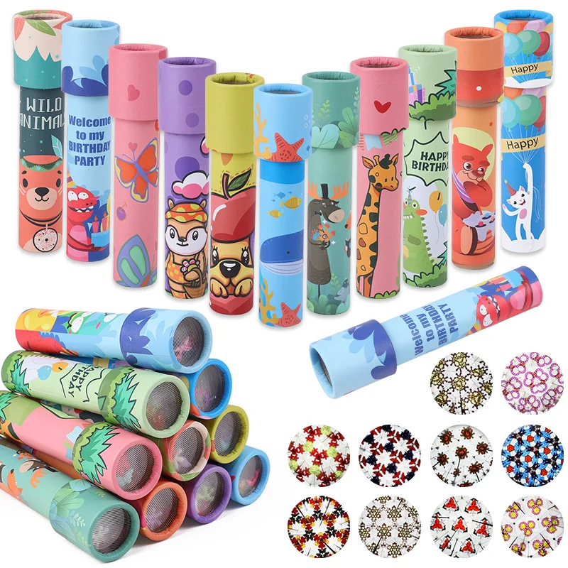 

5pcs Random Cartoon Kaleidoscope Rotating Magical Versatile Prism Kids Puzzle Colored World Interactive Toy Science Experiment