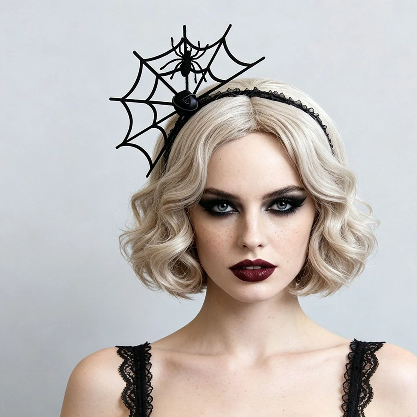 Halloween Spider Web Spider Headband, Gothic Lace Hair Hoop, Horror Party Cosplay Funny Headpiece, Carnival Night Costume Hair A