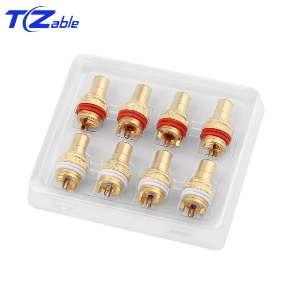 HiFi Plug Connector RCA Audio Connector Female Socket Chassis For CMC Connectors Rhodium Plated Copper Jack Copper Plug