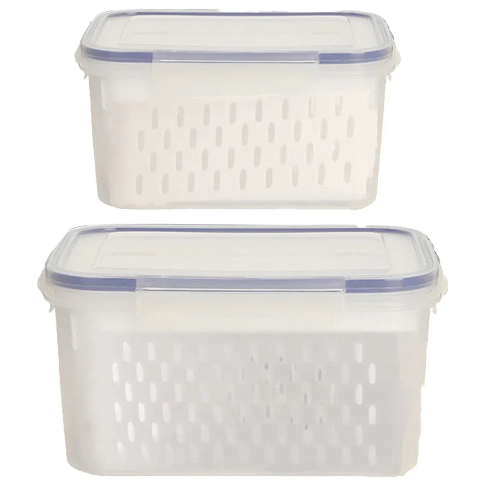 

1x Leak-Proof Fruit Storage Container With Drainer Food-safe Material PP Fresh-keeping Box Leakproof Food Storage Containers