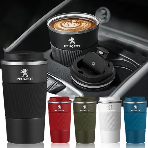 Taza de café de acero inoxidable, termo de vacío para coche, viaje para Peugeot 207 208 408 508 107 206 106 205 2008 301 307 308 3008