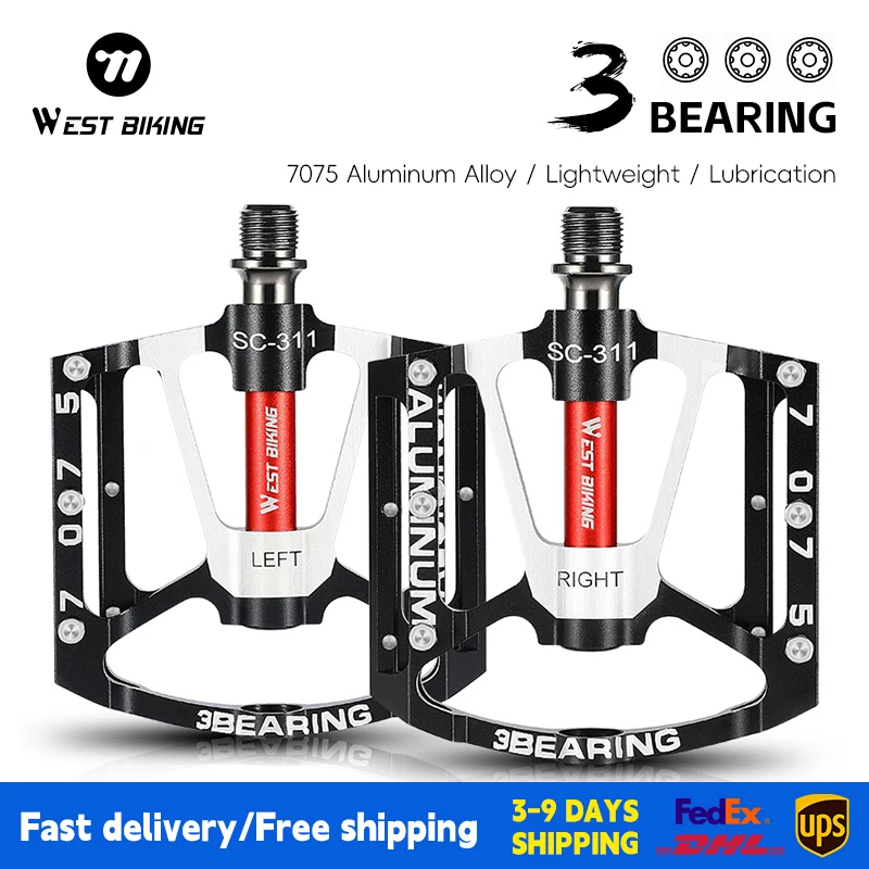 

WEST BIKING Bike Pedals 7075 Aluminum Alloy 3 Bearing Bicycle Pedal Widen Anti-slip Universal MTB Road Bike Flat Pedal Bike Part