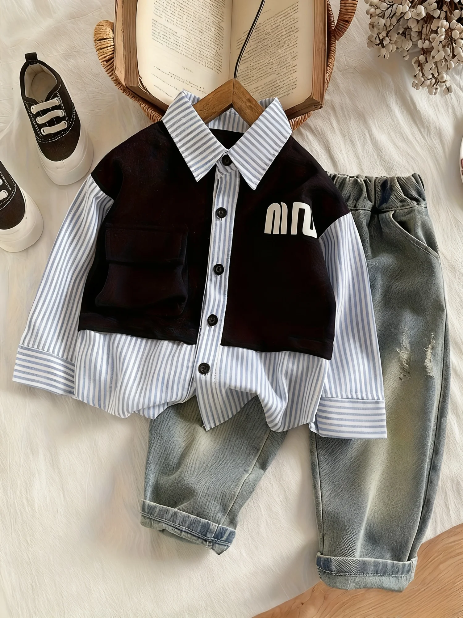 

Spring & Autumn New Kids Long Sleeve Shirt Set