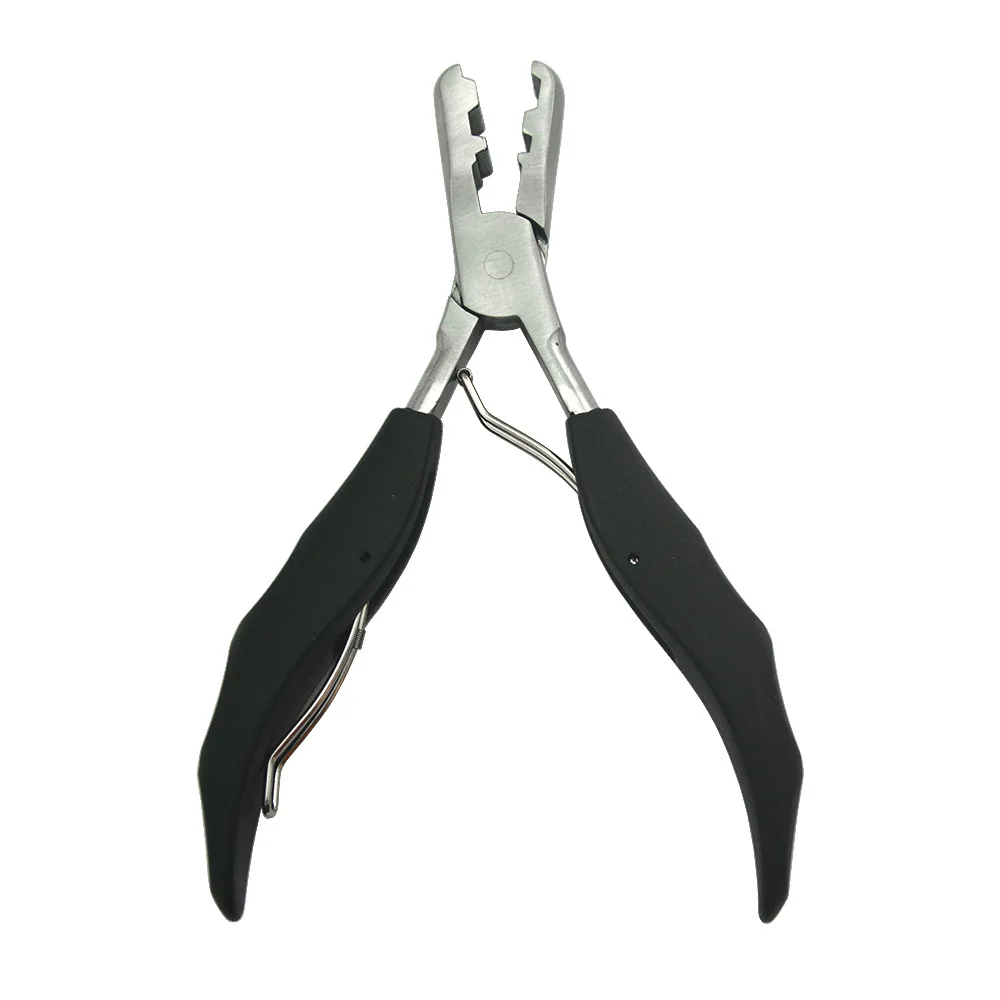 1Pc Black Flat Shape Plier with Small Grooves Pre-Bonded Hair Extension Clamp