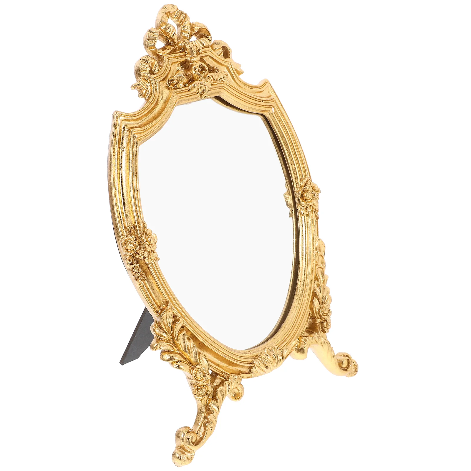 

European Style Dressing Mirror for Desk Bedroom Makeup Portable Gold Vintage Tabletop Resin Large Dresser