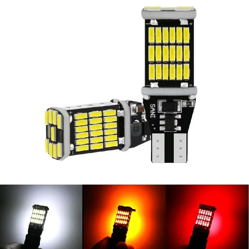 

2PCS T15 W16W 921 912 T16 902 LED Bulbs High Power 45pcs 4014SMD Super Bright 1200LM Replace For Car Reversing Light White Red