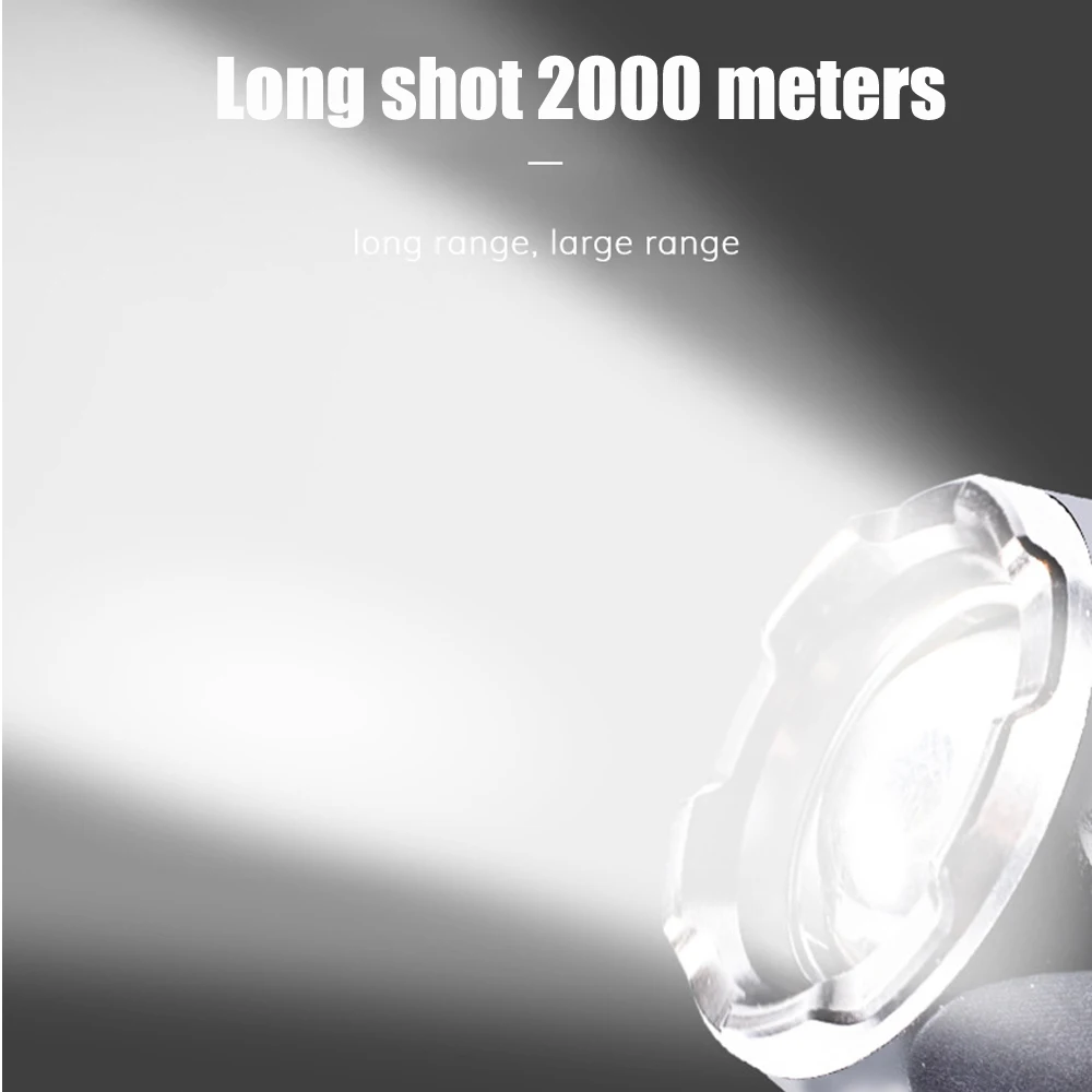 P90 LED Flashlight Strong Light High Power Rechargeable Tactical Flashlight 2km Long Lasting Torch Waterproof Outdoor Lighting