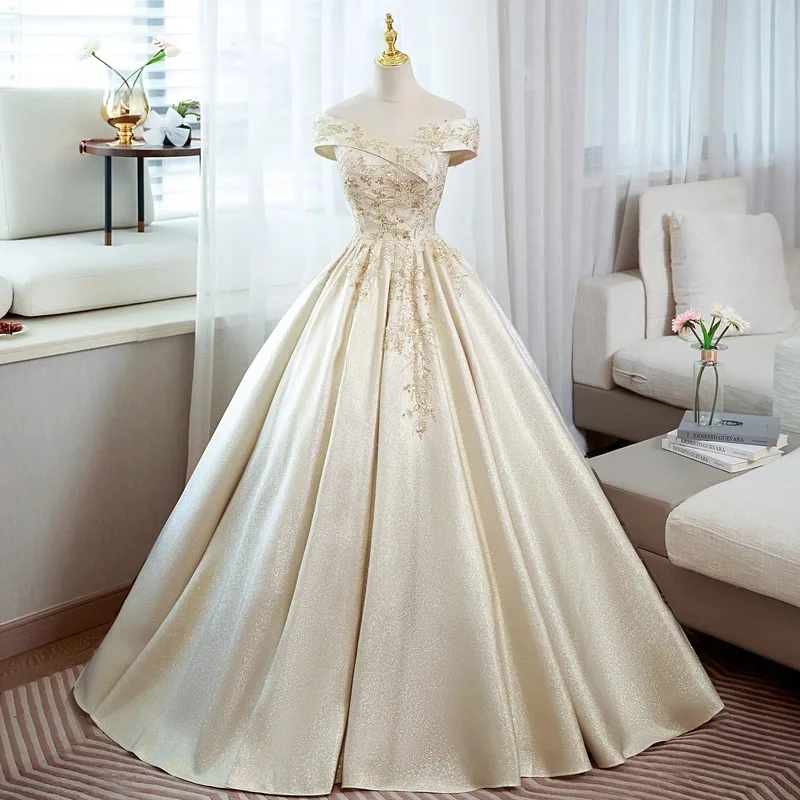 

Elegant Princess Style Evening Gown Women's Show Dress High Waist Lace Long Skirt with Flowers Handmade High Quality Wine Off...