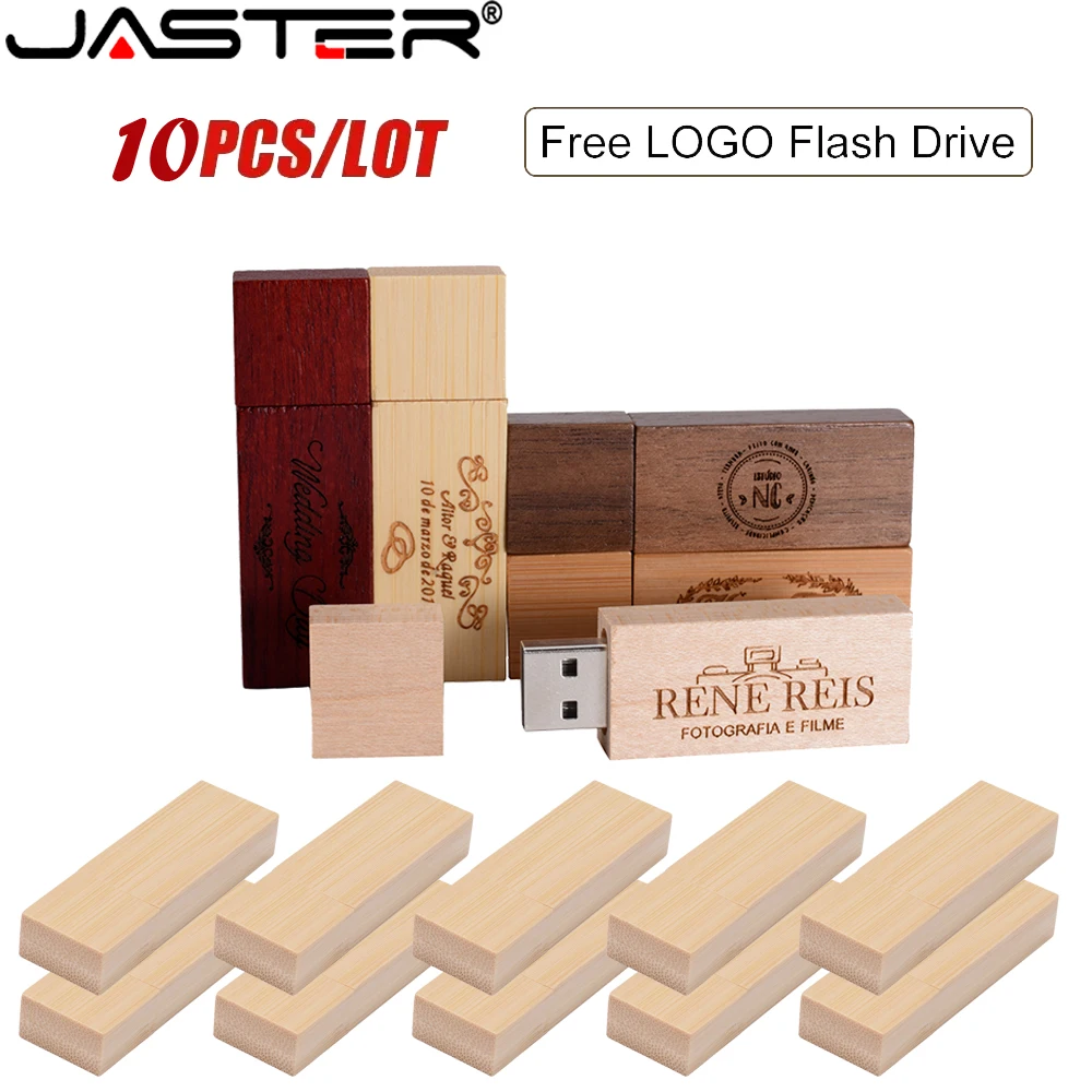 10pcs/lot Wooden Business Usb Flash Drive Natural Wood Turn Over Pendrive 4GB 8GB 16GB 32GB 64gb Memory Stick Free Custom Logo