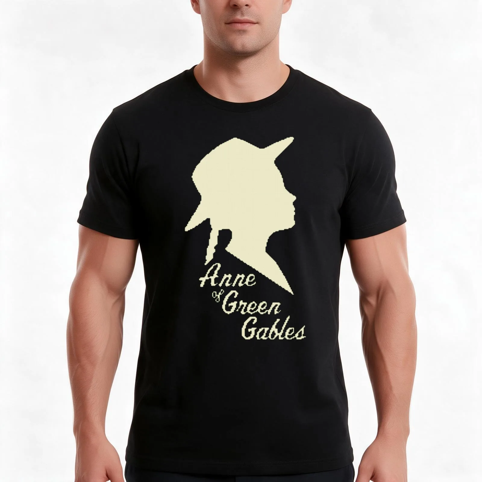 Anne Of Green Gables Silhouette T-Shirt, Summer Casual Cotton Tee, Oversized Streetwear Tops, Vintage Graphic Print, 100% Cotton