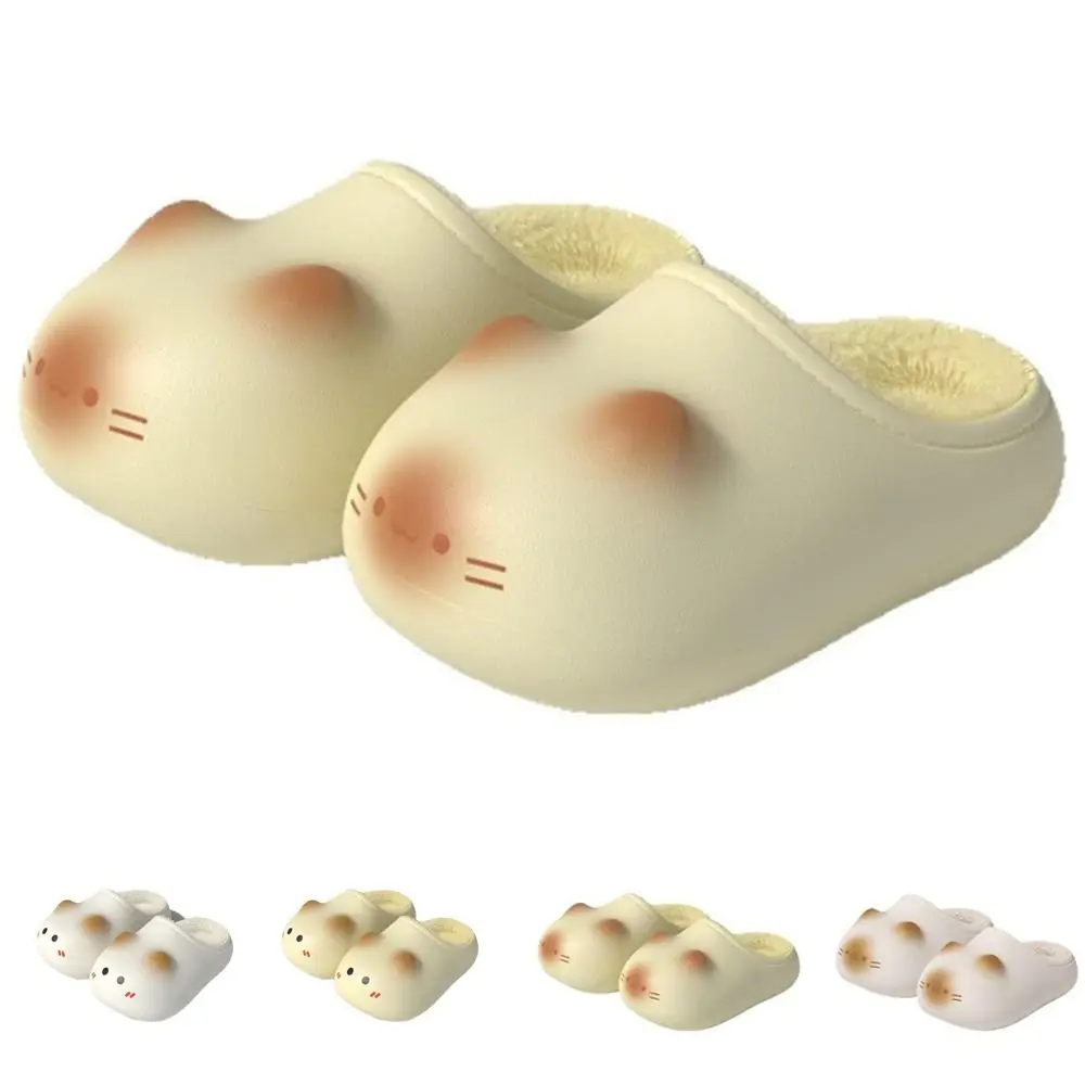 Nuevas Pantuflas Impermeables con Diseño de Pata de Gato, Cálidas, Cerradas, de Lana Afelpada, con Plataforma, para Invierno