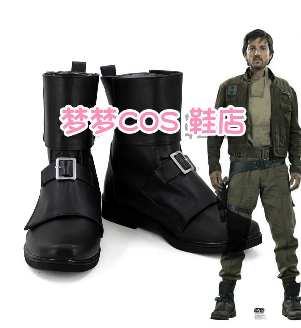 Rogue One Cassian Andor Scarpe Cosplay Stivali Carnevale di Halloween Stivali neri