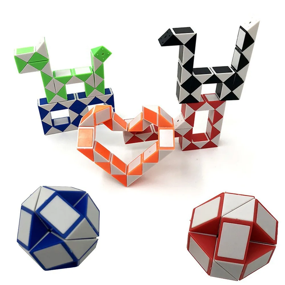 Crianças souptoys transformando cobra mágica dobrável cubo torcido ovo brinquedo 24 seções versátil régua mágica twister brinquedos