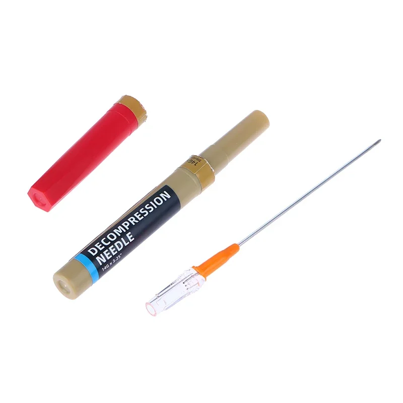 

Rescue Pneumothorax Needle Trauma Medical Chest Cathether Needlecatheter 14G Needle Decompression First Aid Kit