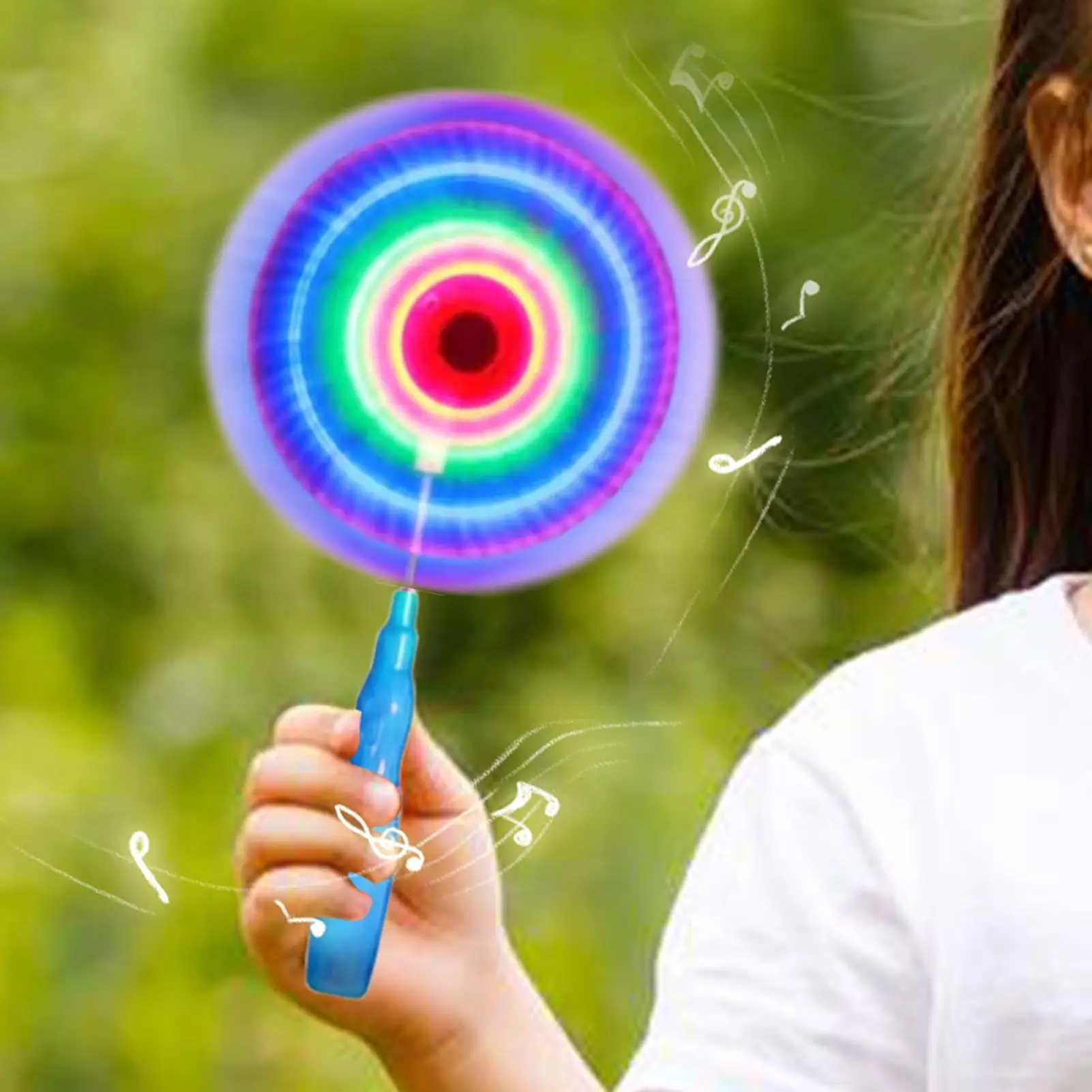 Flashing Windmill LED Spinner Toy For Kids Night Group Activities Colorful Pinwheel With Music For Birthday Christmas Yard Park