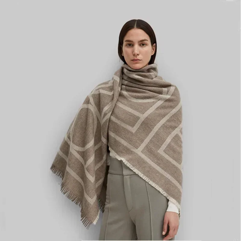 88% wool Sweden Brand TOT Stripe Simple Design Cashmere Woven Shawl Fashion Luxury Women Pashmina Scarves