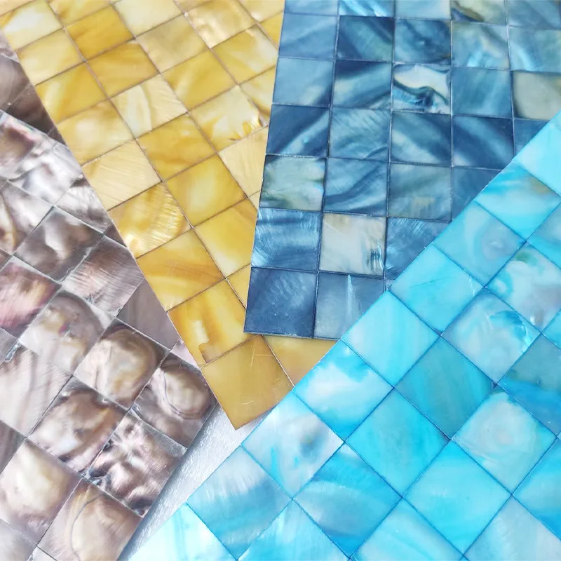 30x30cm Self-adhesive Natural Shell Mosaic 2cm Thick Dyed Background Wall Seamless Patchwork Entrance Bathroom Tile Background