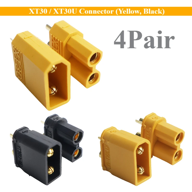 XT30 / XT30U Connector (Yellow, Black) – Reliable Battery Connector | Spark Proof, Easy Install | Ideal for Upgrading RC Airsoft