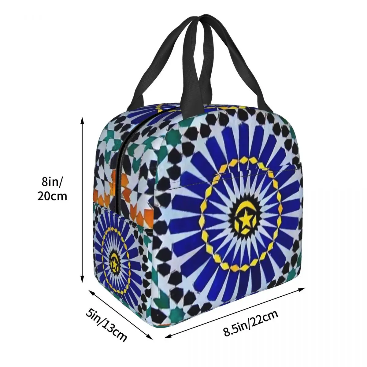 Arabic Tiles Moroccan Mosaic Lunch Bags Insulated Bento Box Lunch Tote Leakproof Picnic Bags Thermal Bag for Woman Girl Work