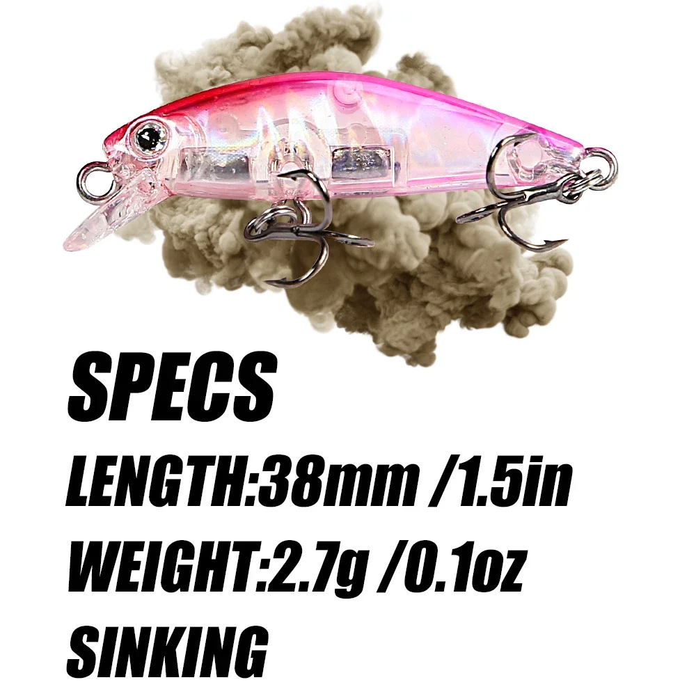 B&U 38S 2.7g Peche Leurre PHOXY MINNOW HW Sinking Minnow With Assisthook Stream Fishing Lures For Perch Pike Trout