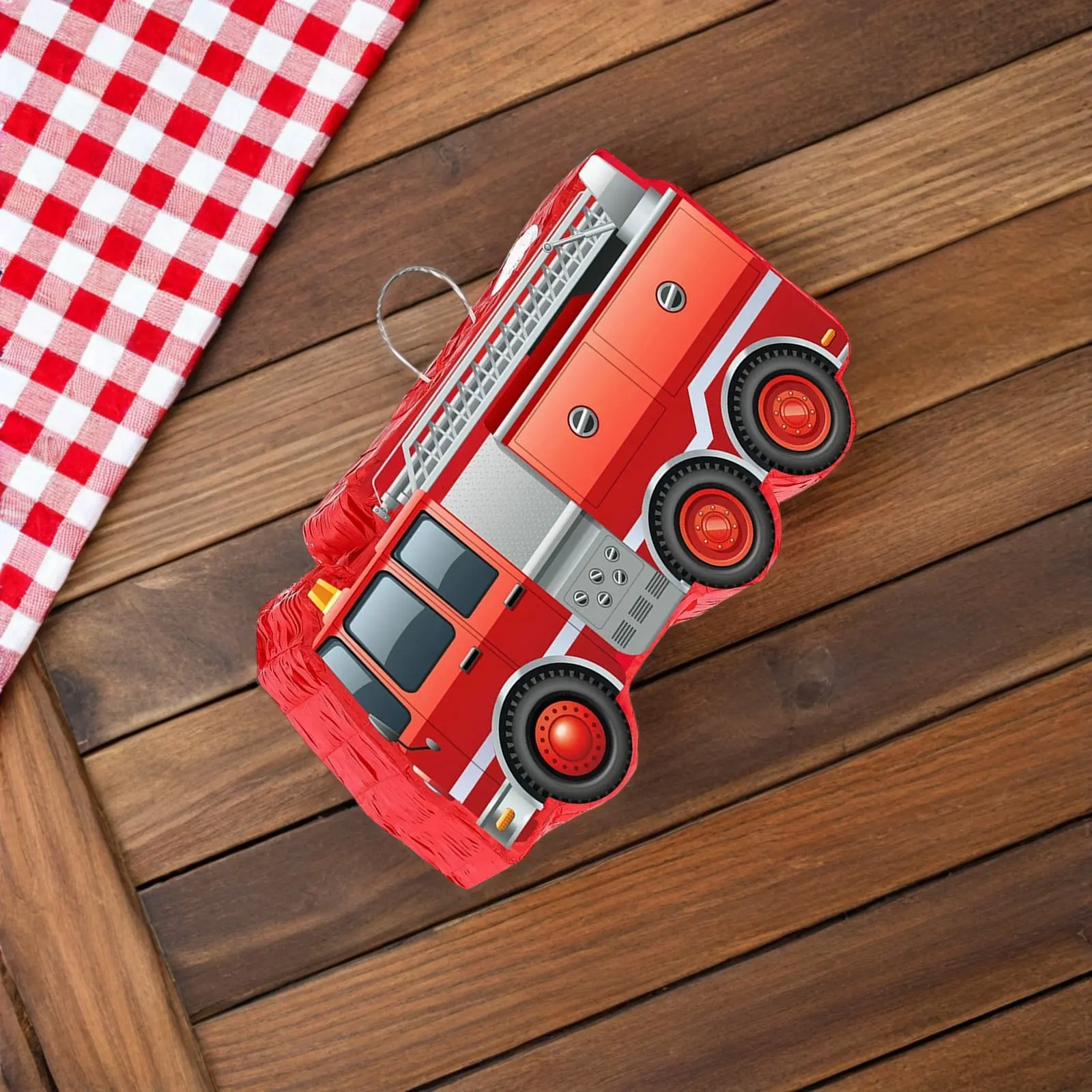 1Set Fire Truck Pinata Fire Engine Design Hanging Birthday Party Decoration Party Supplies Confetti Blindfold Bat