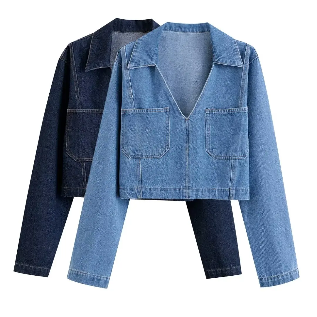 New Women\'s Clothing With European And American Style, Fashionable, Simple, Casual, Solid Color, Short Denim Shirt Jacket