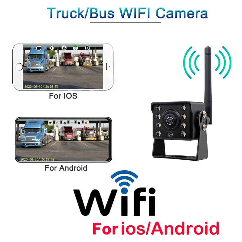 

Wireless Truck Rreversing Camera WiFi Rear View Camera 170° Wide Angle Waterproof Night Vision Cam for Truck Trailer RV Camper