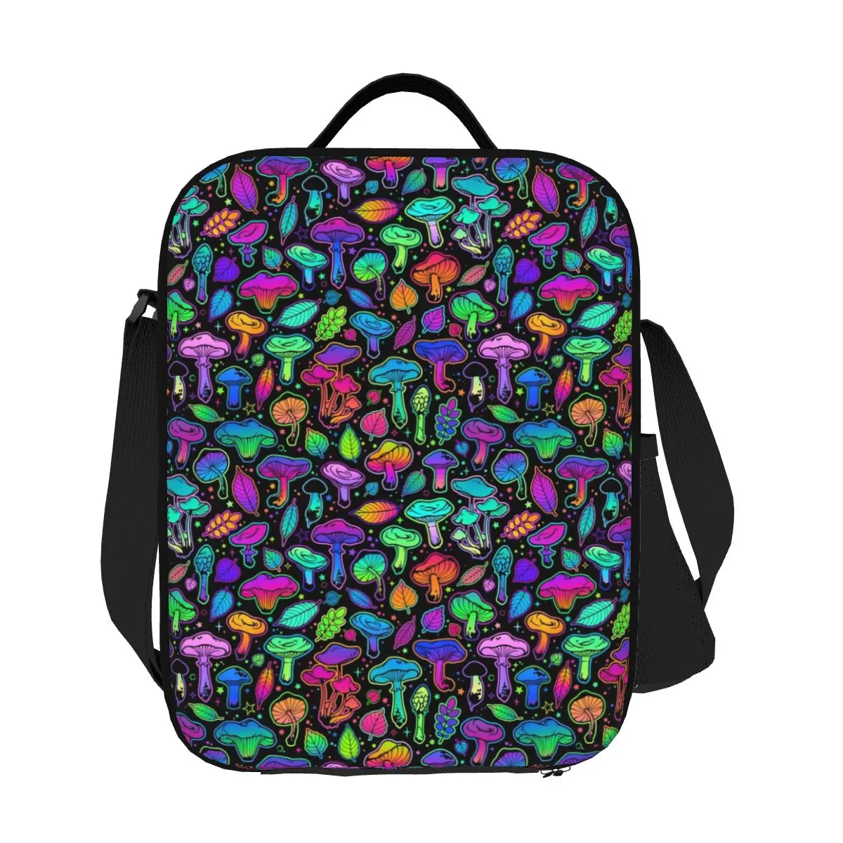

Custom Magic Rainbow Mushroom Insulated Lunch Bag for Women Mysterious Boho Thermal Cooler Bento Box Office Work School