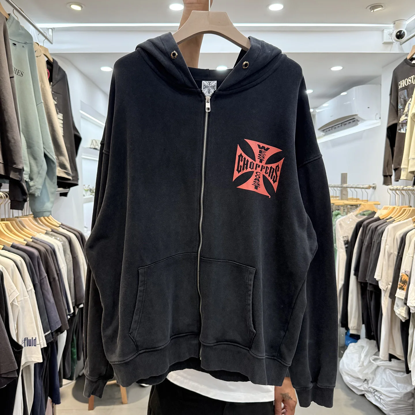 

Waed Vintage Cross Pattern Letter Print Hoodie Loose Casual Fce Men's Jaet Trendy Zipper Design Long Sve Sweatirt