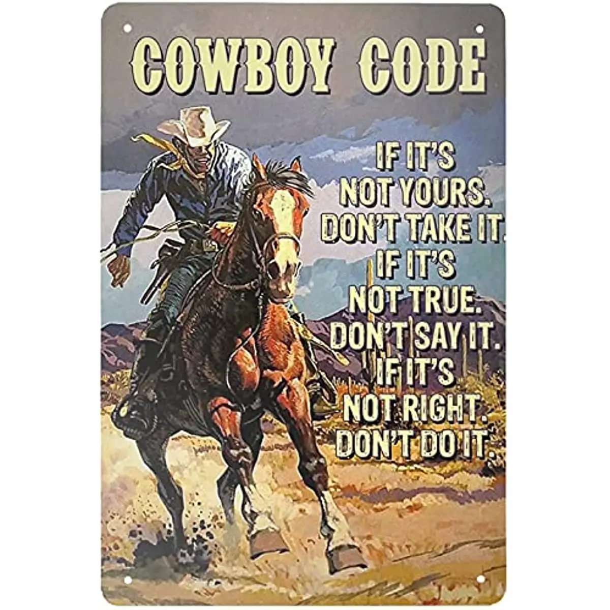 Riding Horse Cowboy Metal Tin Sign,Retro Tin Sign for Farm Village Home Hotel Bar Cafe Outdoor Wall Decoration,room decor