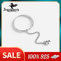 TrustDavis Authentic 925 Sterling Silver Sweet Beads Chain Open Finger Ring For Women Sterling Silver Wedding Jewelry Gift DA817