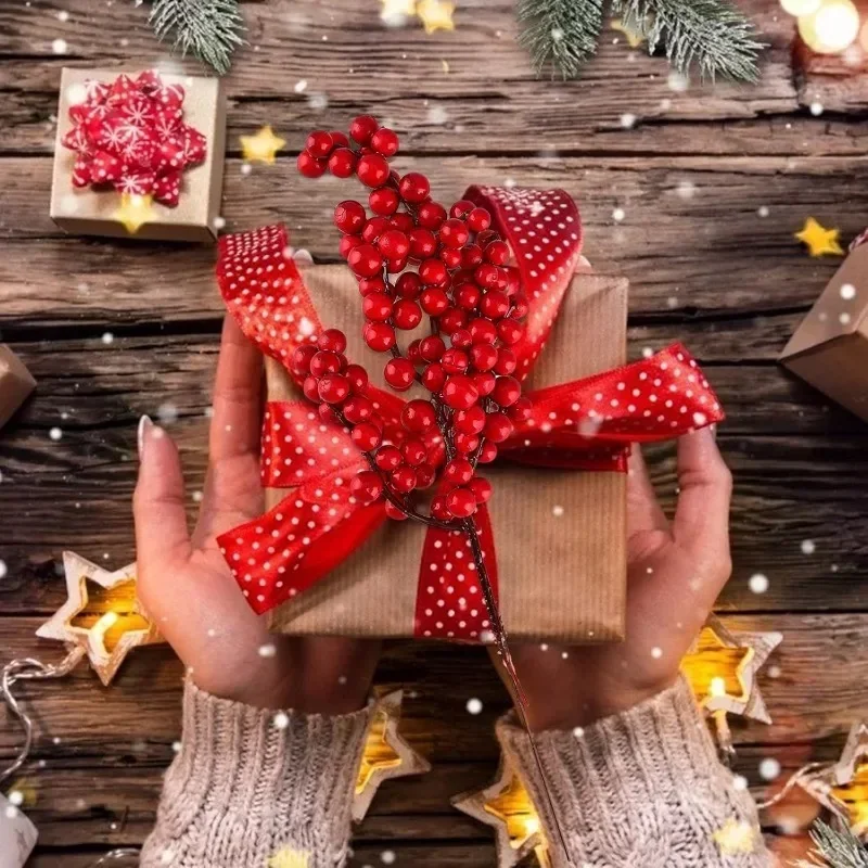 عيد الميلاد فروع التوت الأحمر الاصطناعي هولي التوت السداة وهمية الزهور النباتات الحلي للعام الجديد ديكور المنزل الطرف