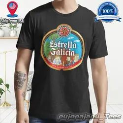 estrella galicia beer merch Essential American Funny Logo Man T-Shirt Size S-5XL