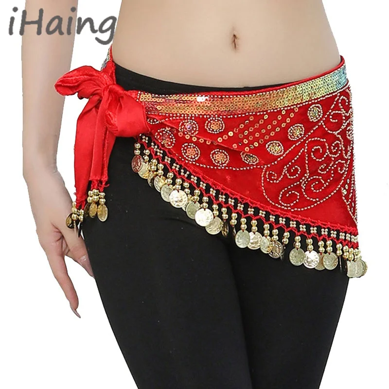 Adult Sequins Coins Tassel Belly Dance Belt Skirts Lady Rave Carnival Stage Performance Hip Scarf Costume Towel Wrap Dancewear