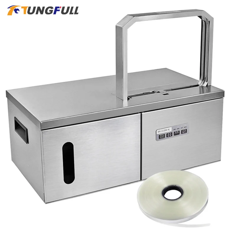 OPP tape Automatic Vegetable Tying Machine Supermarket Vegetable food Binding machine Small packer Strap binding machine