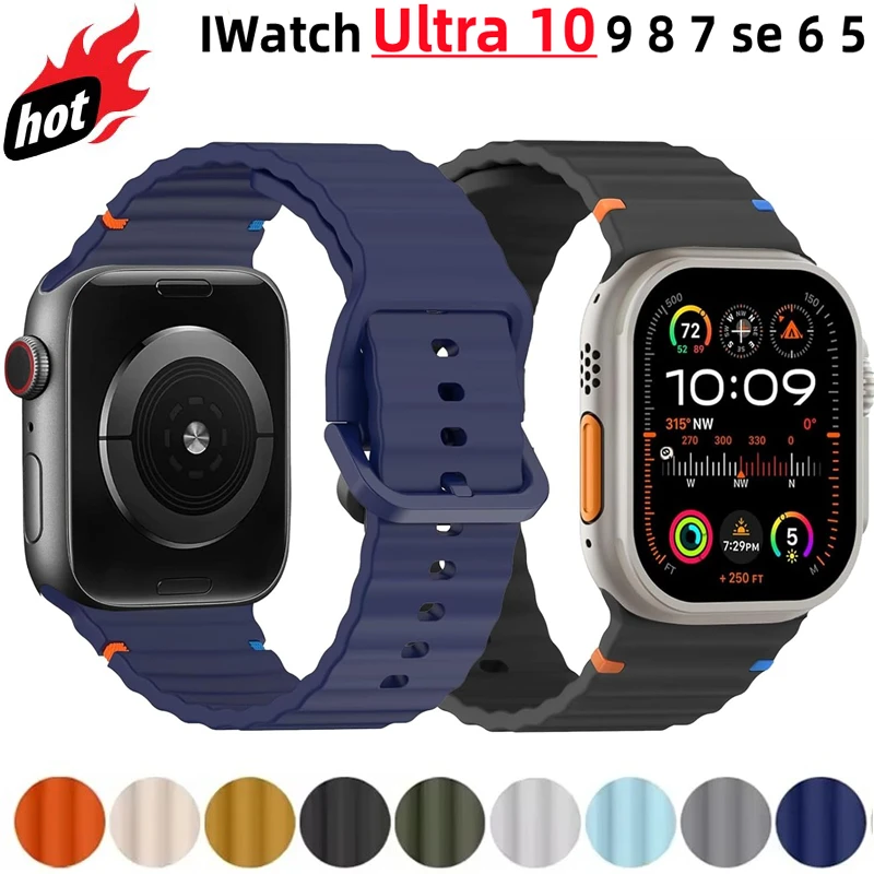 

Silicone Strap for Apple watch Band 46mm 42mm 49mm 45mm 44mm 40 41mm correa sports Bracelet iWatch series Ultra 10 9 8 7 6 SE 5