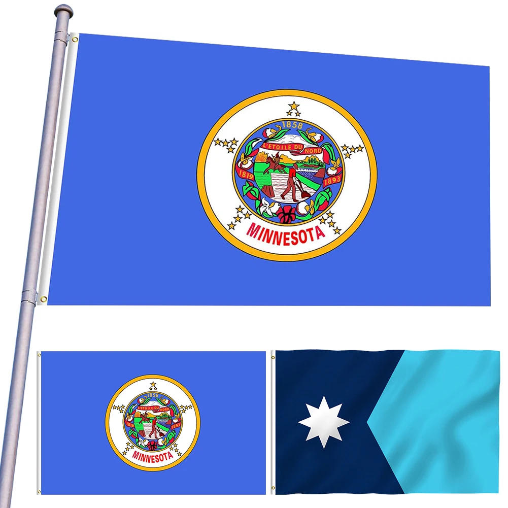 Double Stitched Minnesota Flag 90x150cm Hanging Minnesota Flag Fade Resistant Minnesota State Banners for Festival Celebration