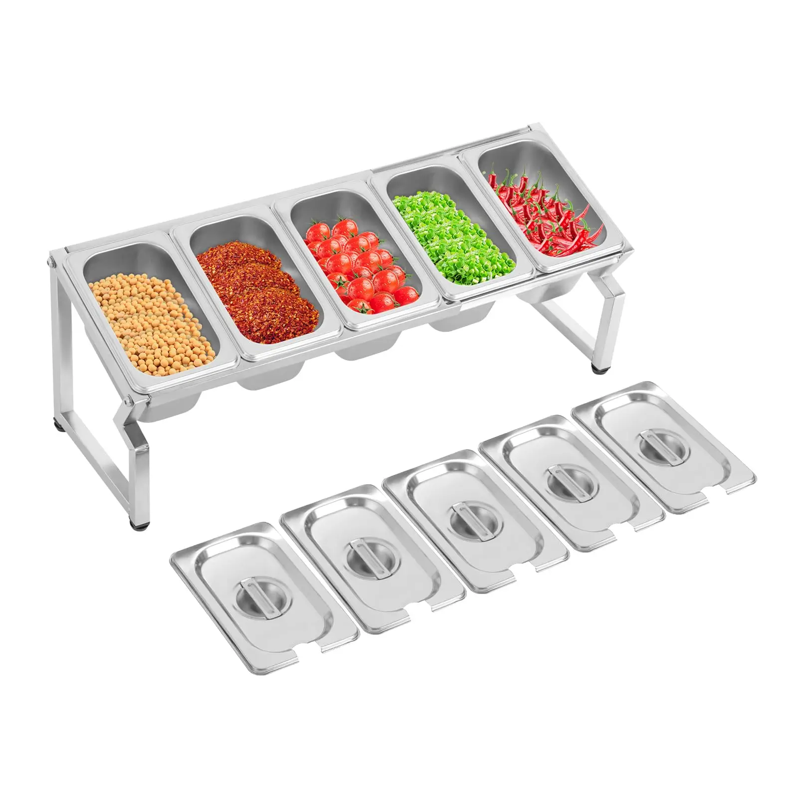 

Expandable Spice Rack, Stainless Steel Spice Rack Set, Countertop 1 Row Spice Rack Shelf with 5 Pans, Countertop Holder for Seasoning