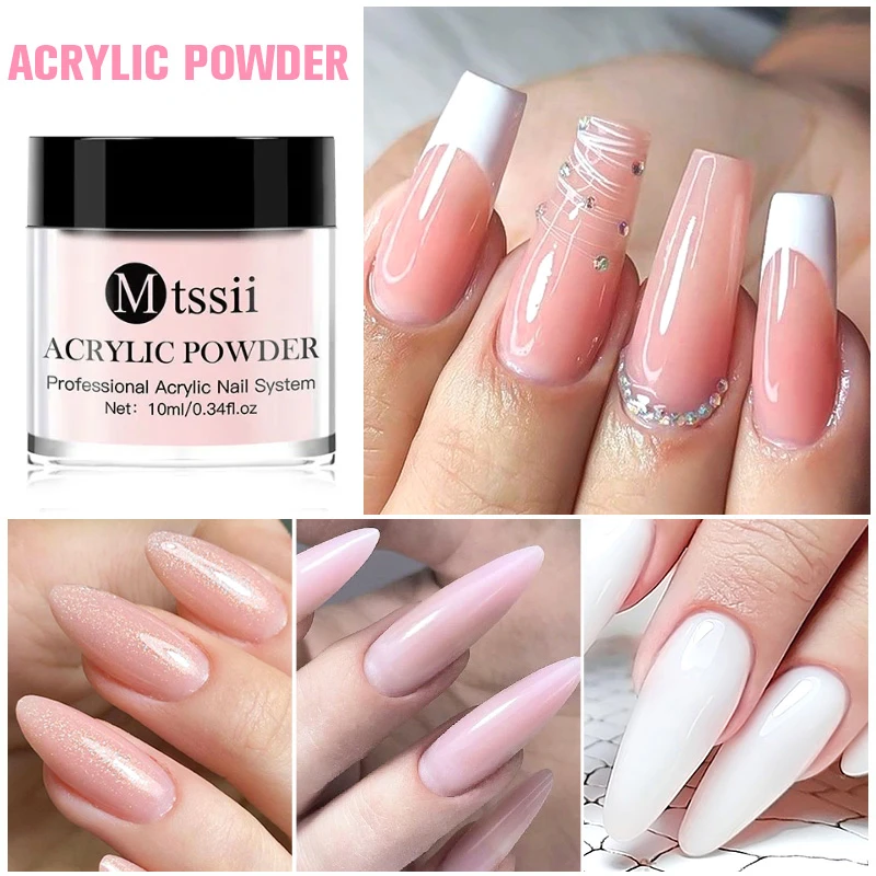 Nail Crystal Powder Kit Liquido Acrilico Set Con Pennello Unghie Bianco Rosa Polvere Per Unghie Estensione Carving Principiante Set