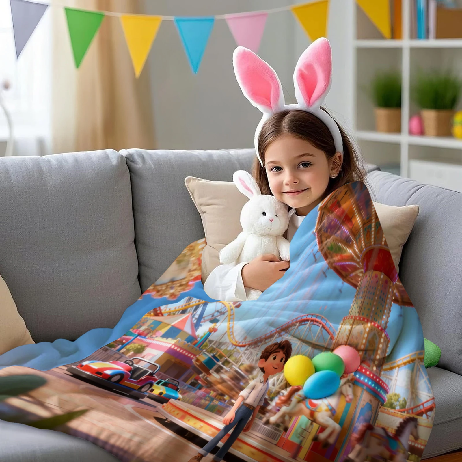 LUCA الكرتون المطبوعة الفانيلا رمي بطانية كل موسم بطانية لينة ومريحة المنزل السفر الكبار والأطفال بطانية دافئة #4