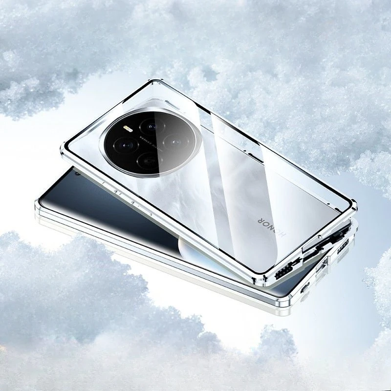 

Для Honor Magic7 Pro Магнитный двухслойный стеклянный чехол для телефона для HONOR Magic7Pro Прозрачный антишпионский корпус Защитная задняя крышка